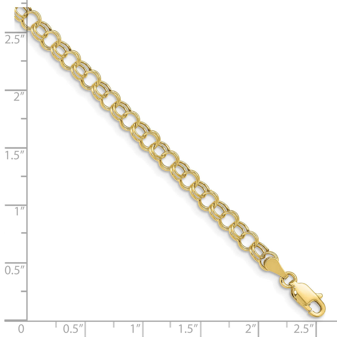 10K Yellow Gold 5mm Hollow Double Link Charm Bracelet