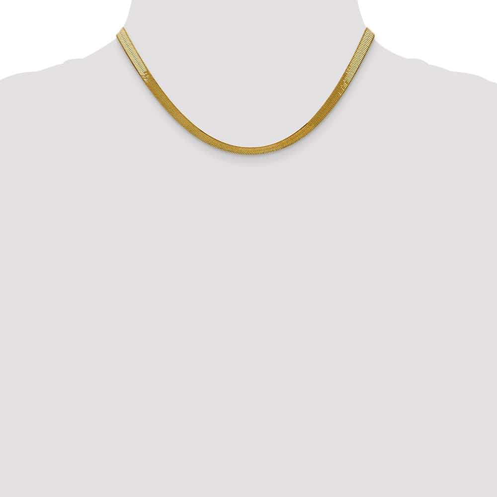 10K Yellow Gold 5mm Silky Herringbone Chain Size 16