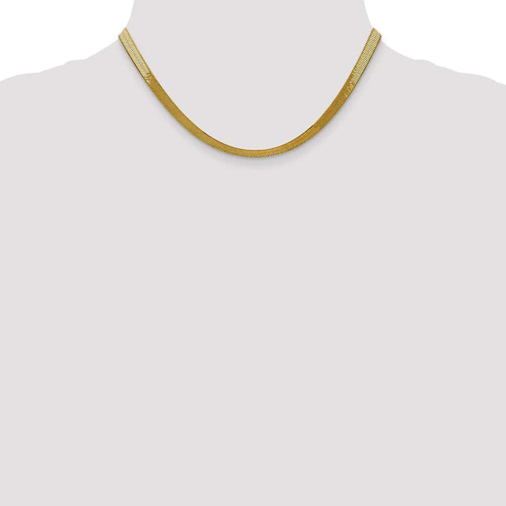 10K Yellow Gold 5mm Silky Herringbone Chain Size 16