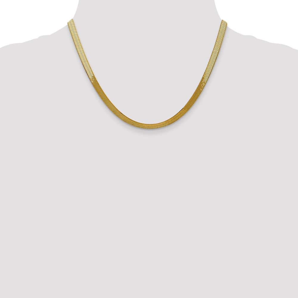 10K Yellow Gold 5mm Silky Herringbone Chain Size 18