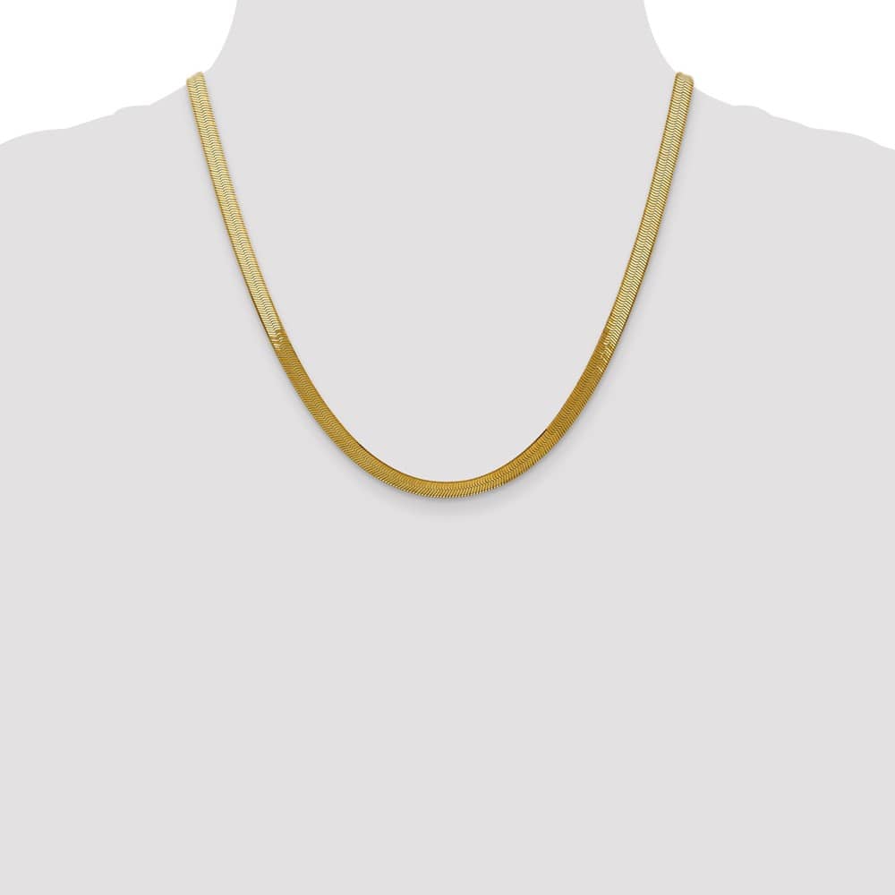 10K Yellow Gold 5mm Silky Herringbone Chain Size 20