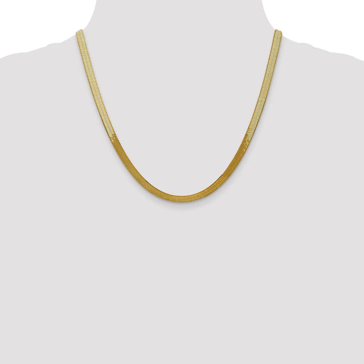 10K Yellow Gold 5mm Silky Herringbone Chain Size 20