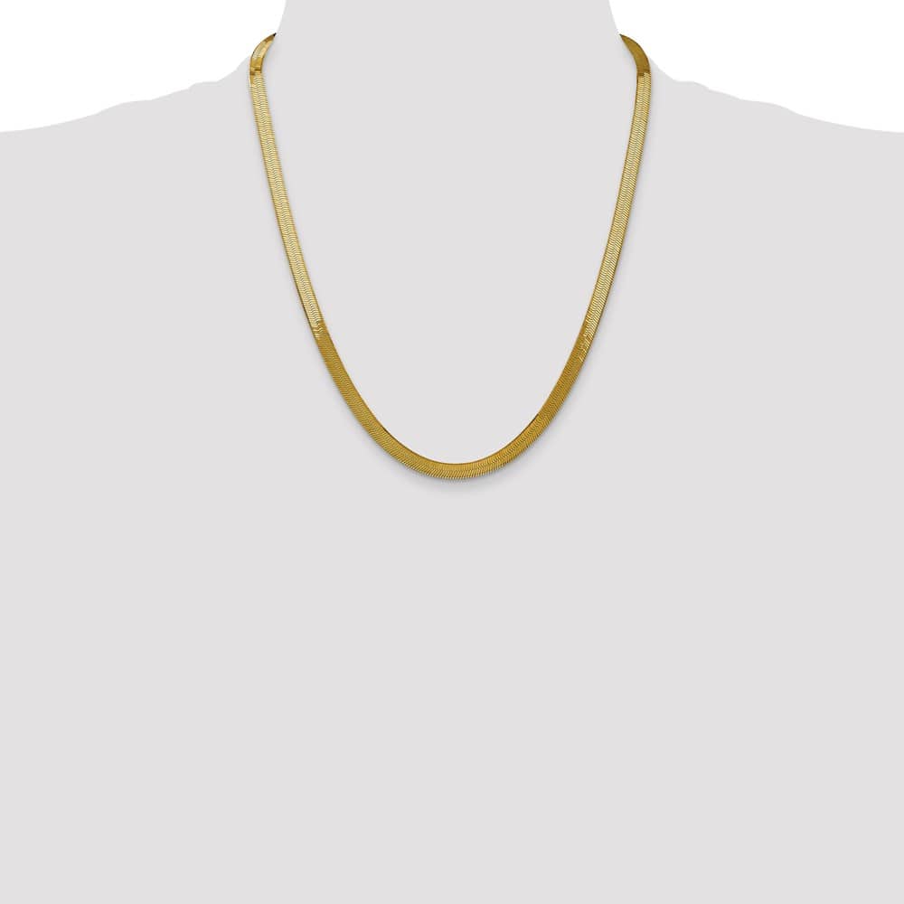 10K Yellow Gold 5mm Silky Herringbone Chain Size 22