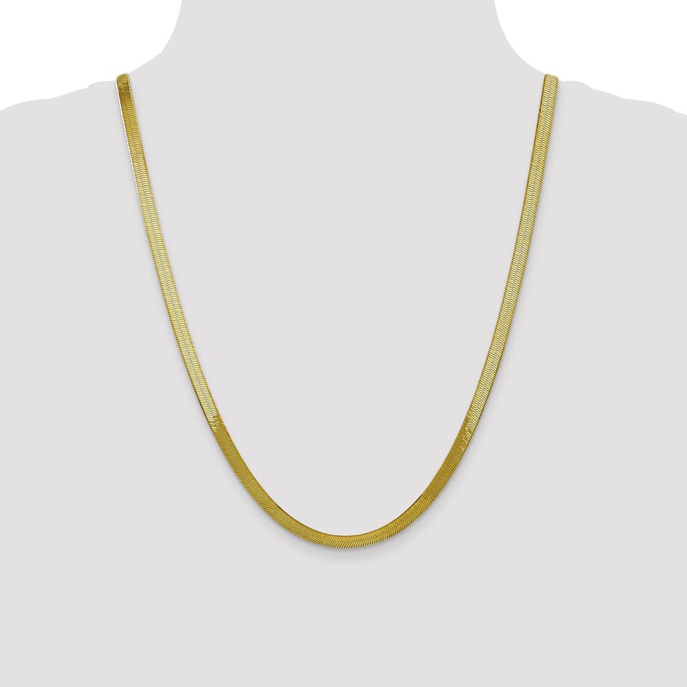 10K Yellow Gold 5mm Silky Herringbone Chain Size 24
