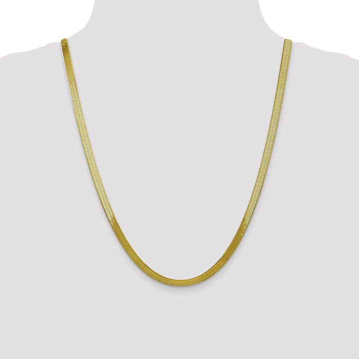 10K Yellow Gold 5mm Silky Herringbone Chain Size 24