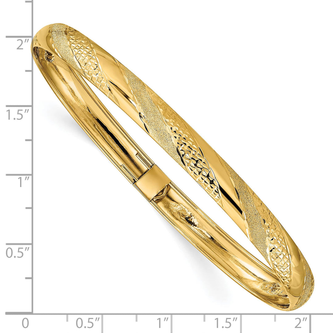 10K Yellow Gold 6.2 mm D.C. Polished Hinged Bangle
