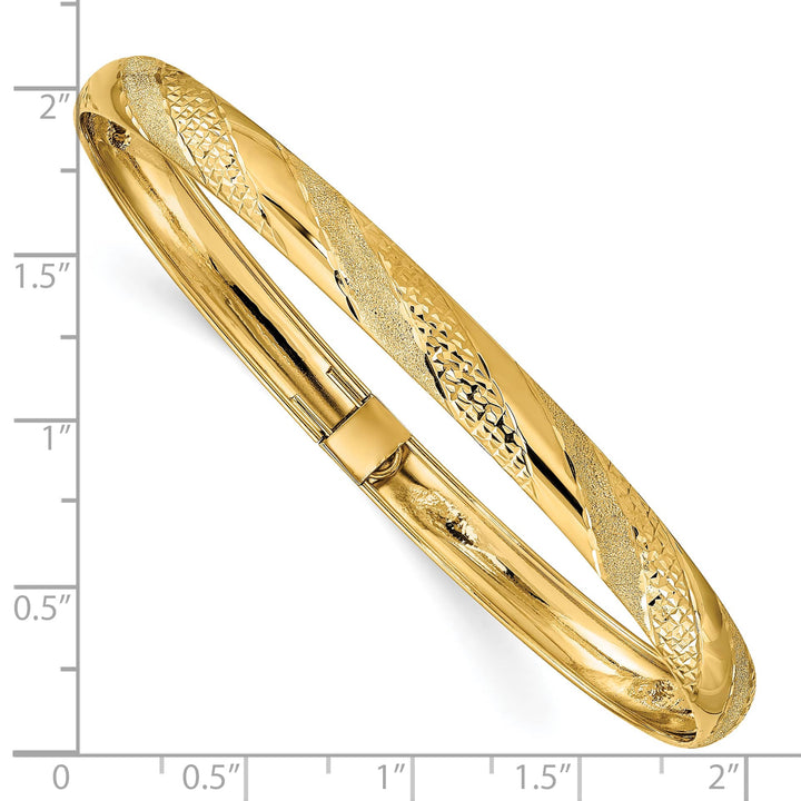 10K Yellow Gold 6.2 mm D.C. Polished Hinged Bangle
