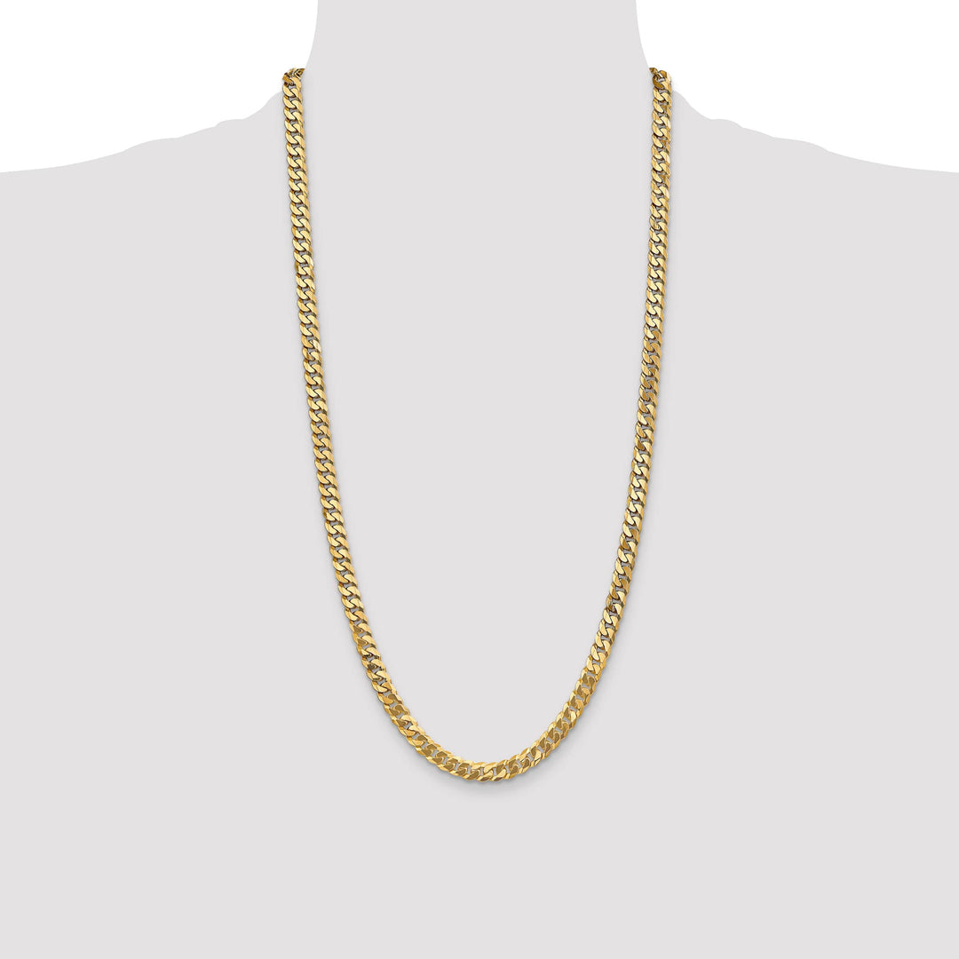 10K Yellow Gold 6.25mm Flat Beveled Curb Chain