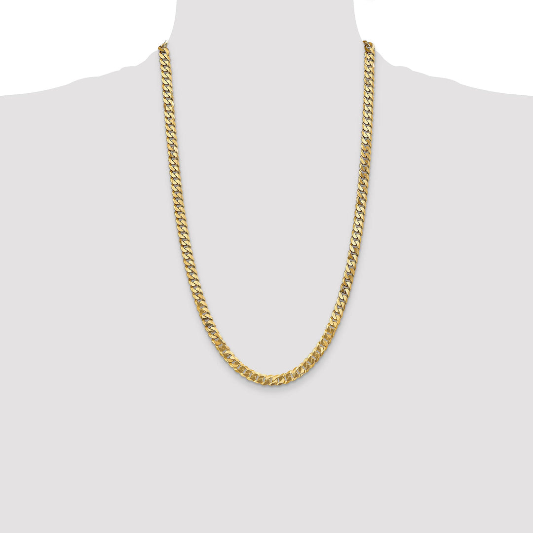 10K Yellow Gold 6.25mm Flat Beveled Curb Chain