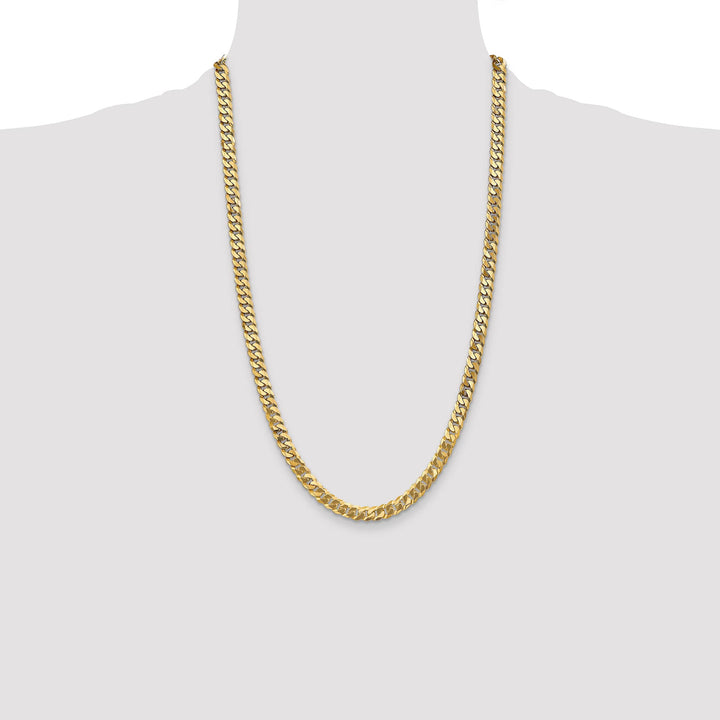 10K Yellow Gold 6.25mm Flat Beveled Curb Chain