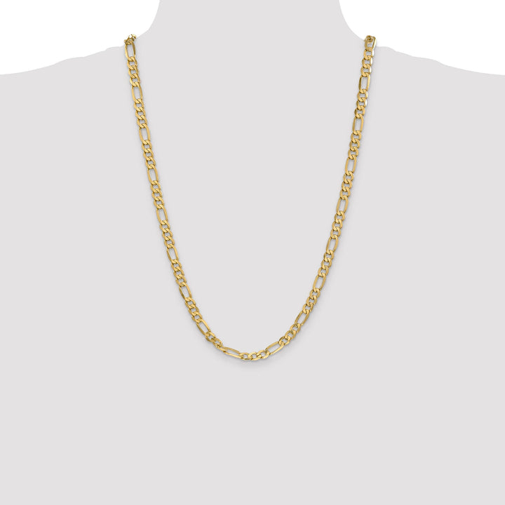 10K Yellow Gold 6.25mm Flat Figaro Chain 26 Inch