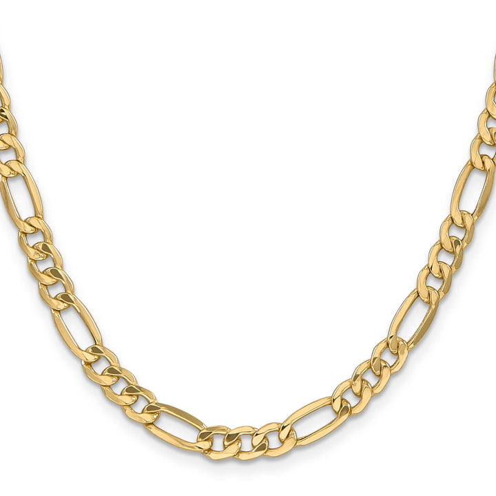 10K Yellow Gold 6.25mm Semi-Solid Figaro Chain 26 Inch