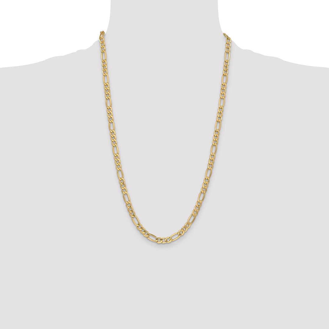 10K Yellow Gold 6.25mm Semi-Solid Figaro Chain 26 Inch