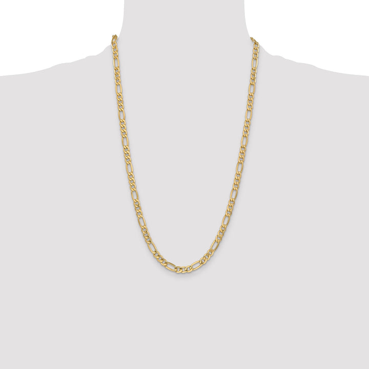 10K Yellow Gold 6.25mm Semi-Solid Figaro Chain 26 Inch