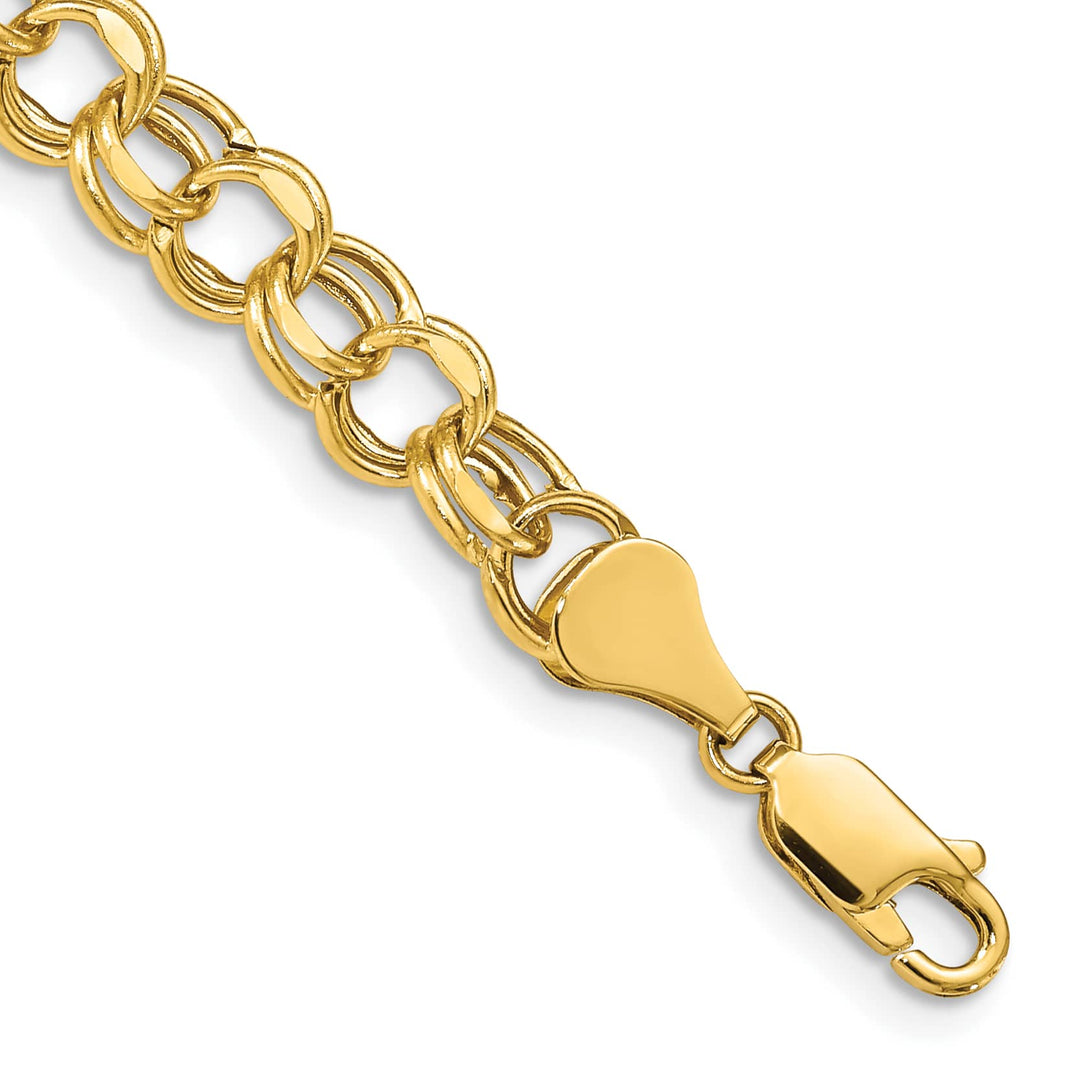 10K Yellow Gold 6.5mm Hollow D.C. Double Link Charm Bracelet