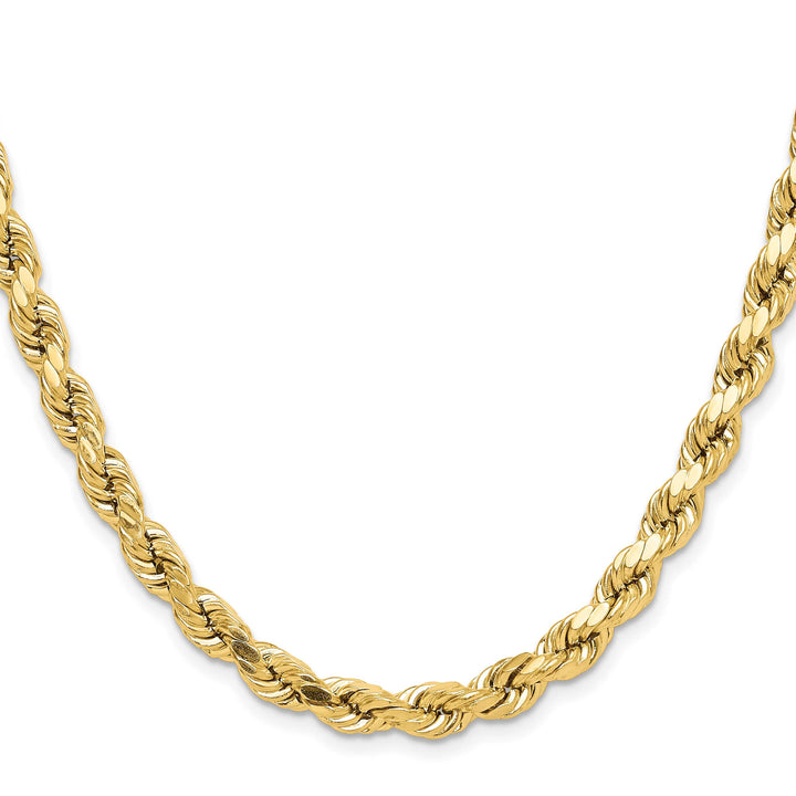 10K Yellow Gold 6.5mm Semi-Solid D.C. Rope Chain 26 Inch