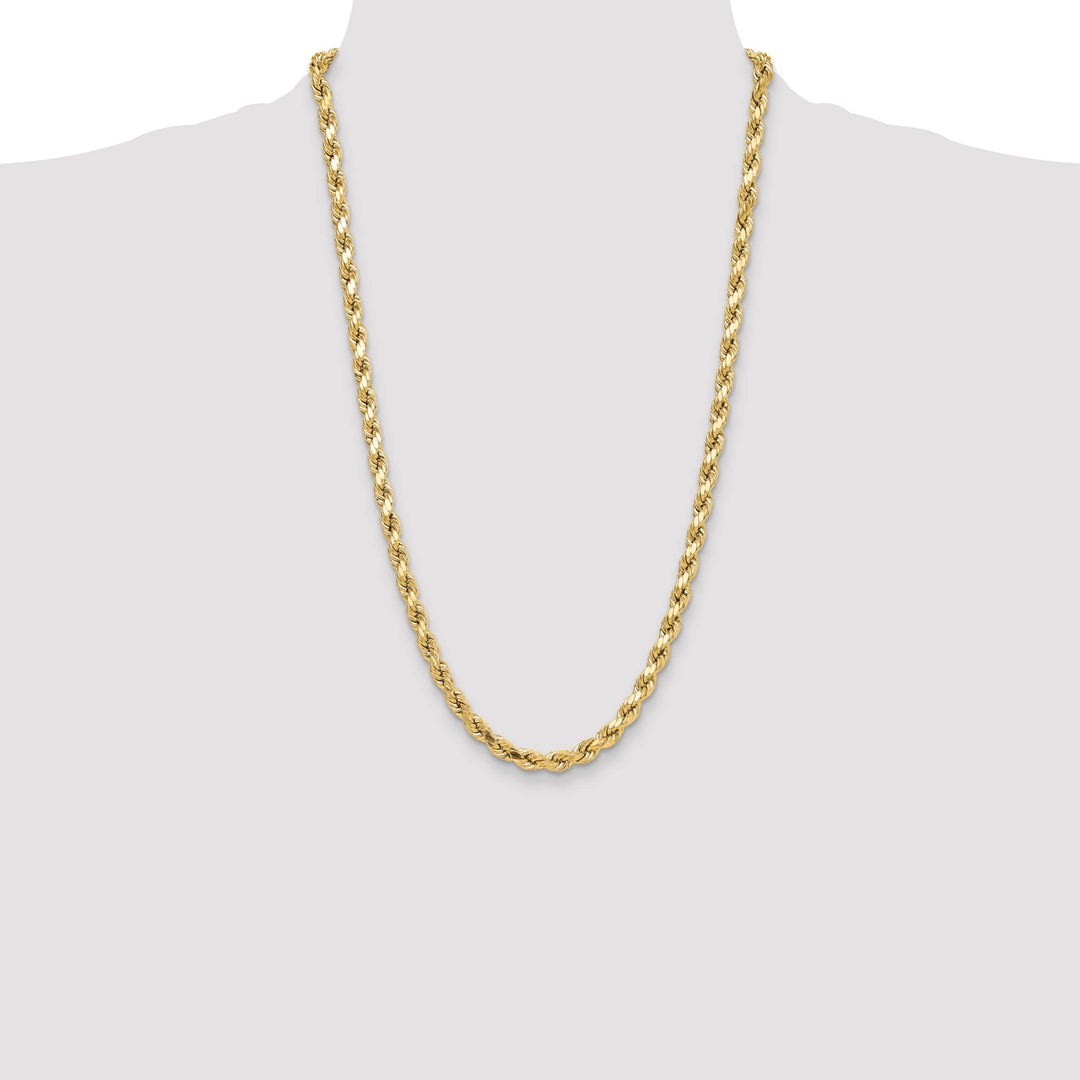 10K Yellow Gold 6.5mm Semi-Solid D.C. Rope Chain 26 Inch