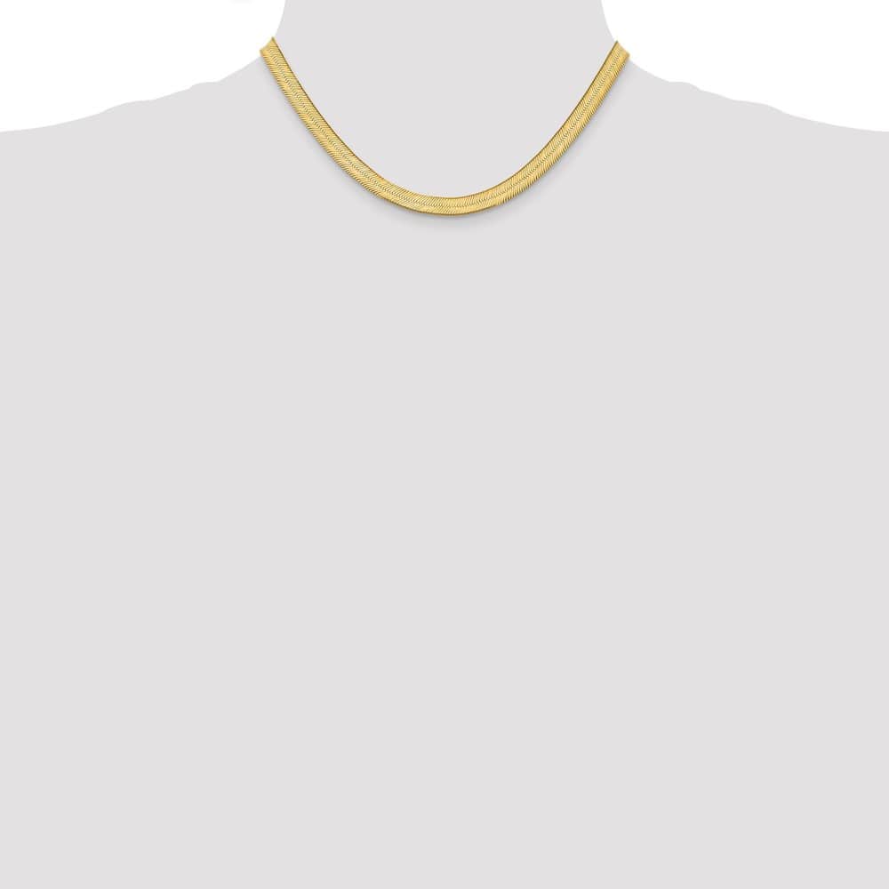 10K Yellow Gold 6.5mm Silky Herringbone Chain Size 16