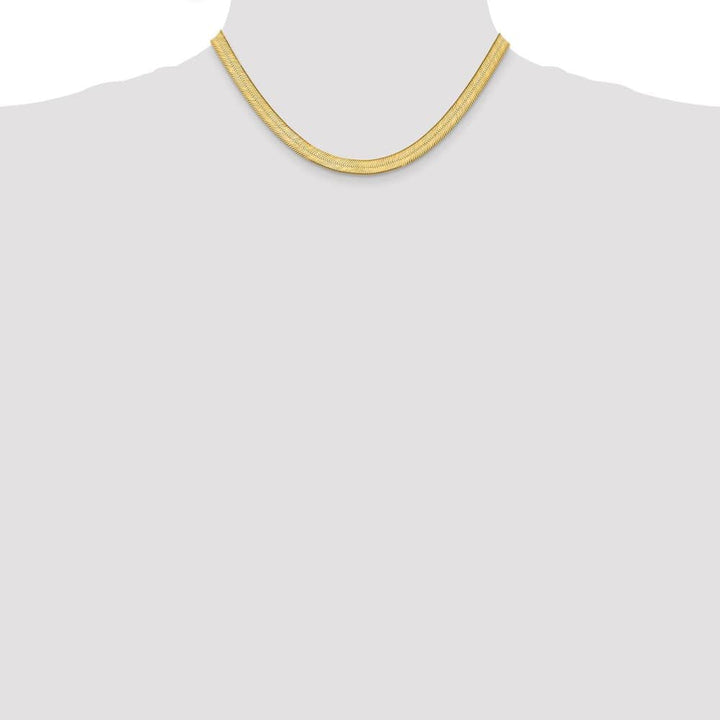 10K Yellow Gold 6.5mm Silky Herringbone Chain Size 16