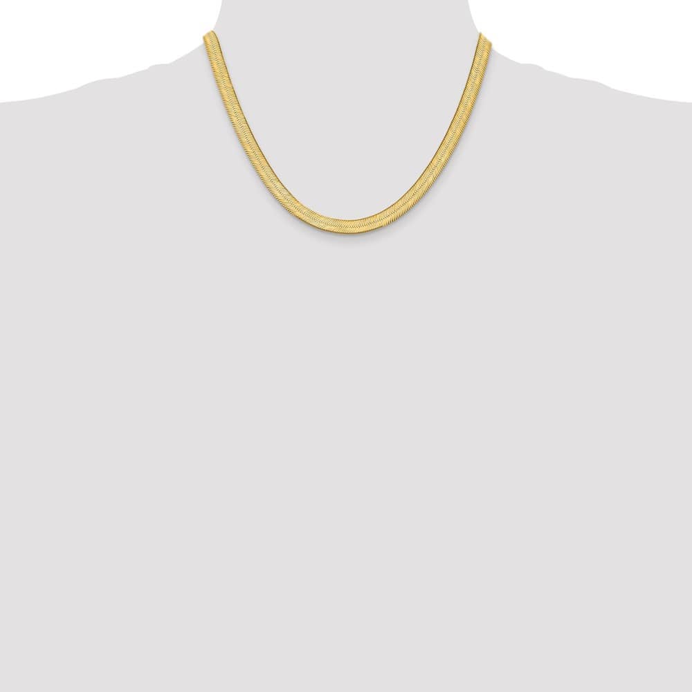 10K Yellow Gold 6.5mm Silky Herringbone Chain Size 18