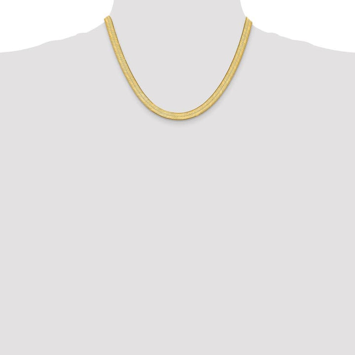 10K Yellow Gold 6.5mm Silky Herringbone Chain Size 18