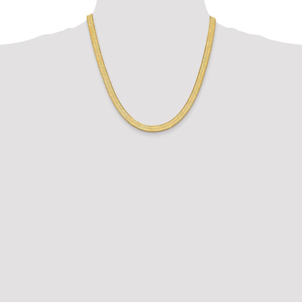10K Yellow Gold 6.5mm Silky Herringbone Chain Size 20