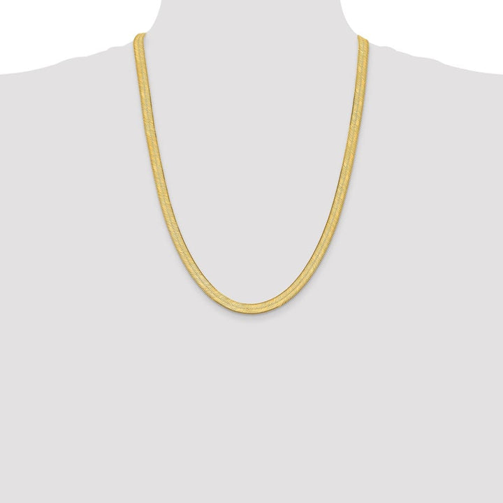 10K Yellow Gold 6.5mm Silky Herringbone Chain Size 24