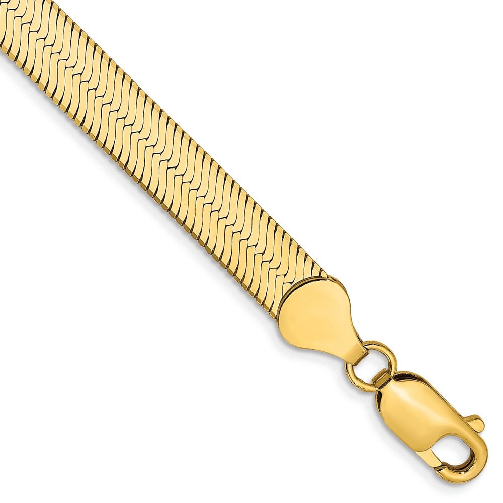 10K Yellow Gold 6.5mm Silky Herringbone Chain Size 7