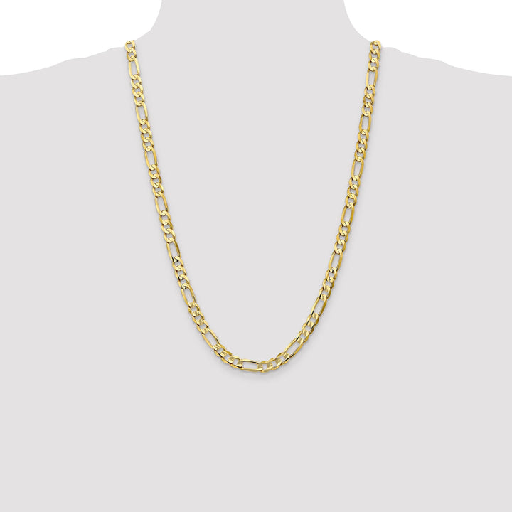 10K Yellow Gold 6.75mm Concave Open Figaro Chain 26 Inch