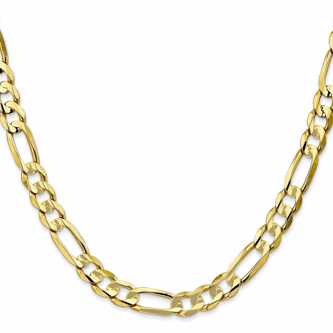 10K Yellow Gold 6.75mm Concave Open Figaro Chain 26 Inch