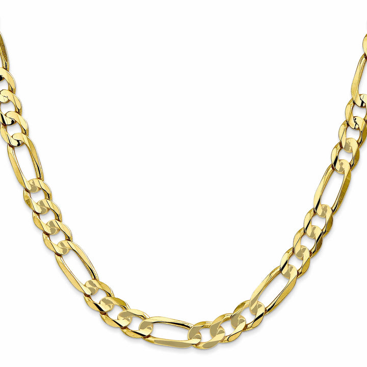 10K Yellow Gold 6.75mm Concave Open Figaro Chain 26 Inch