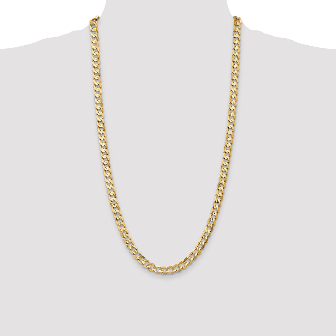 10K Yellow Gold 6.75mm Open Concave Curb Chain 10K