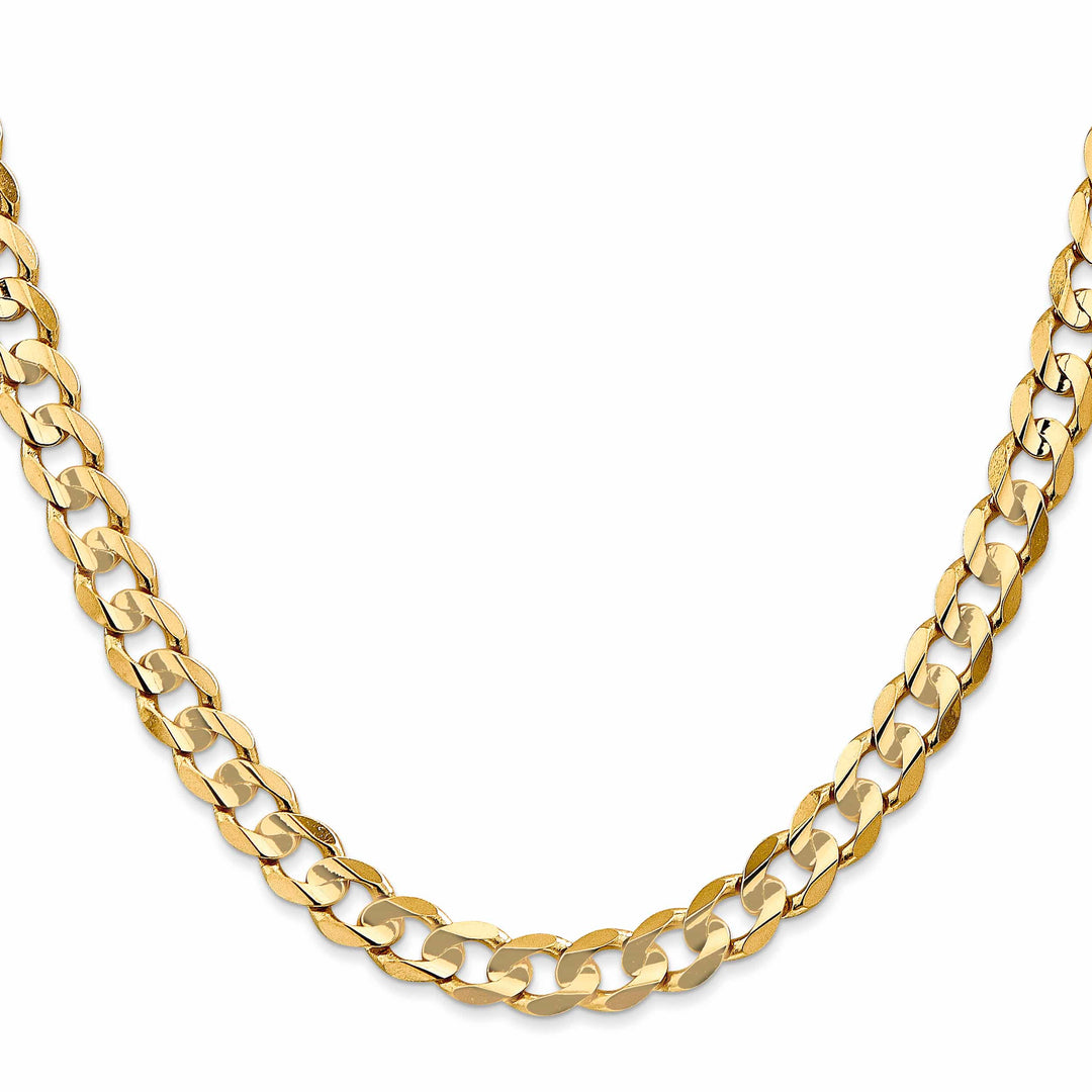 10K Yellow Gold 6.75mm Open Concave Curb Chain 10K