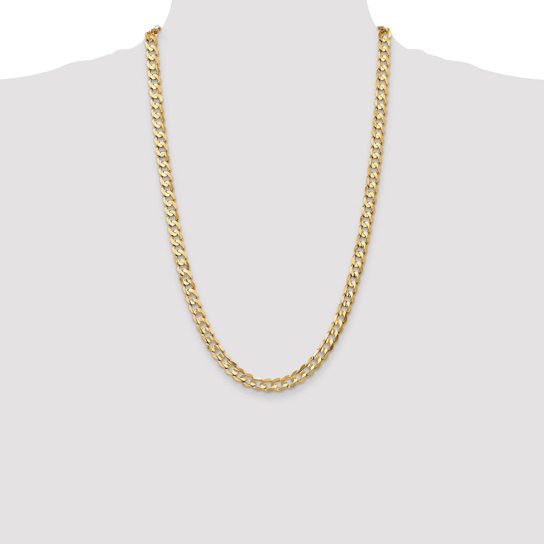 10K Yellow Gold 6.75mm Open Concave Curb Chain 10K