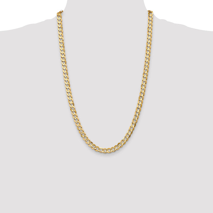 10K Yellow Gold 6.75mm Open Concave Curb Chain 10K
