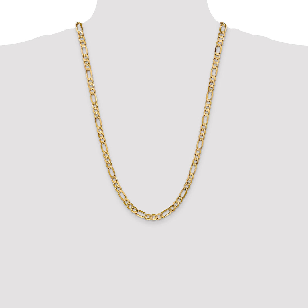 10K Yellow Gold 6mm Concave Open Figaro Chain 26 Inch