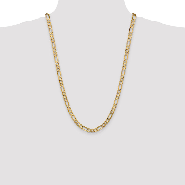 10K Yellow Gold 6mm Concave Open Figaro Chain 26 Inch