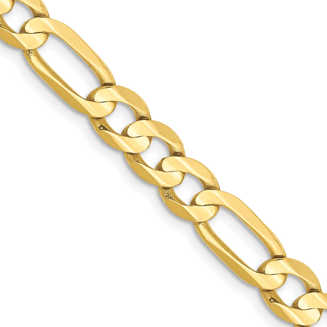 10K Yellow Gold 6mm Concave Open Figaro Chain 26 Inch
