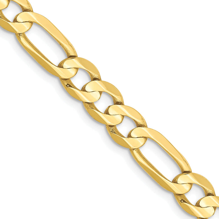10K Yellow Gold 6mm Concave Open Figaro Chain 26 Inch