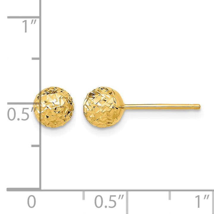 10k Yellow Gold 6mm Diamond-Cut Ball Post Earrings