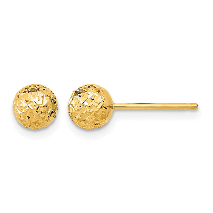 10k Yellow Gold 6mm Diamond-Cut Ball Post Earrings