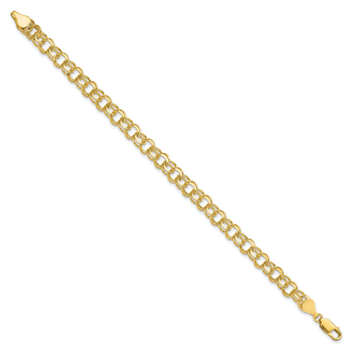 10K Yellow Gold 6mm Solid D.C. Double Link Charm Bracelet