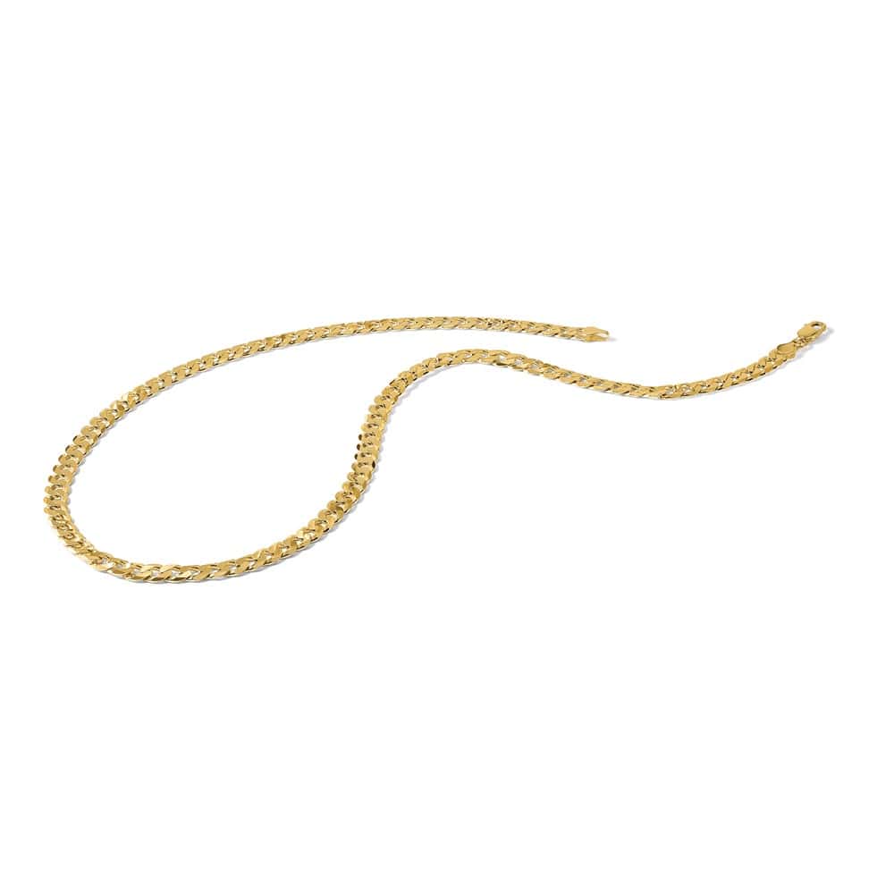 10K Yellow Gold 7.25mm Flat Beveled Curb Chain