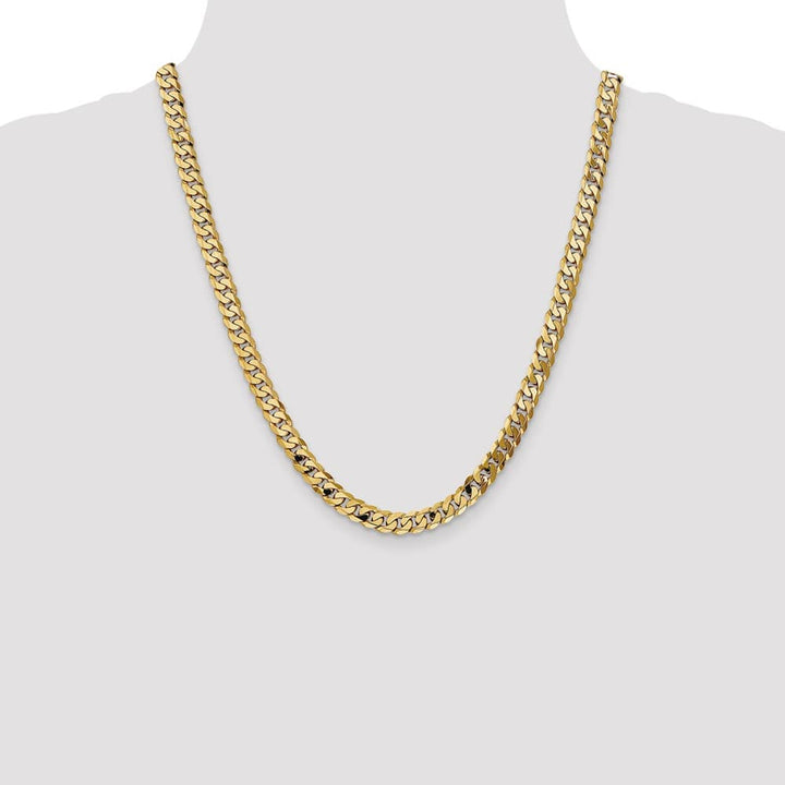 10K Yellow Gold 7.25mm Flat Beveled Curb Chain