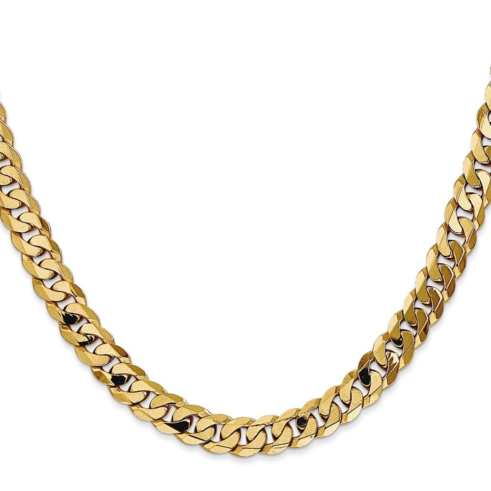 10K Yellow Gold 7.25mm Flat Beveled Curb Chain