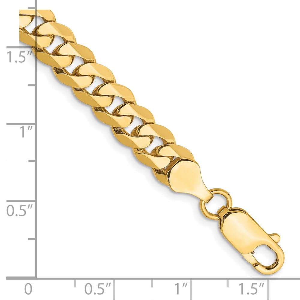 10K Yellow Gold 7.25mm Flat Beveled Curb Chain