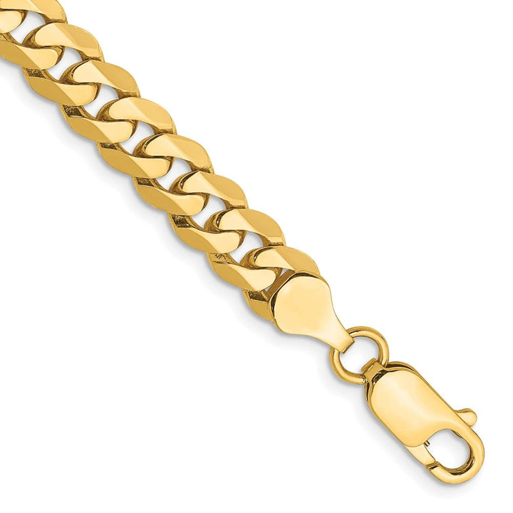10K Yellow Gold 7.25mm Flat Beveled Curb Chain