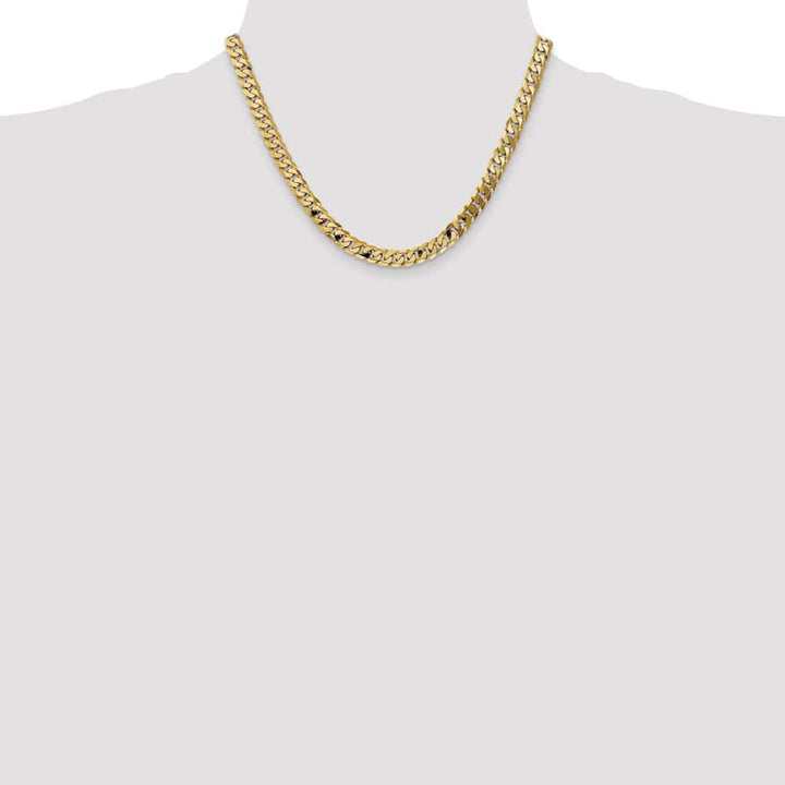 10K Yellow Gold 7.25mm Flat Beveled Curb Chain Size 18