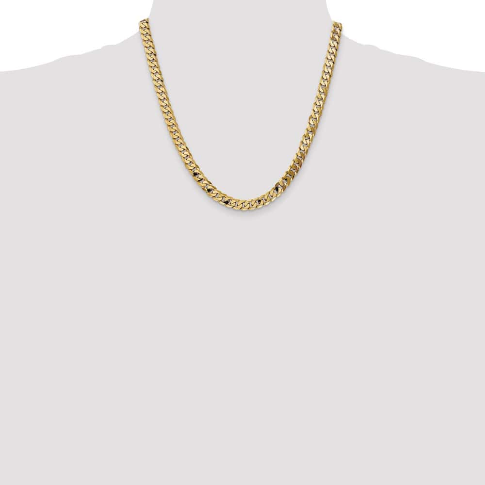 10K Yellow Gold 7.25mm Flat Beveled Curb Chain Size 20