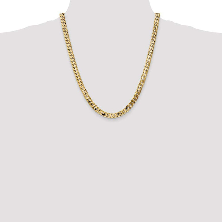 10K Yellow Gold 7.25mm Flat Beveled Curb Chain Size 22